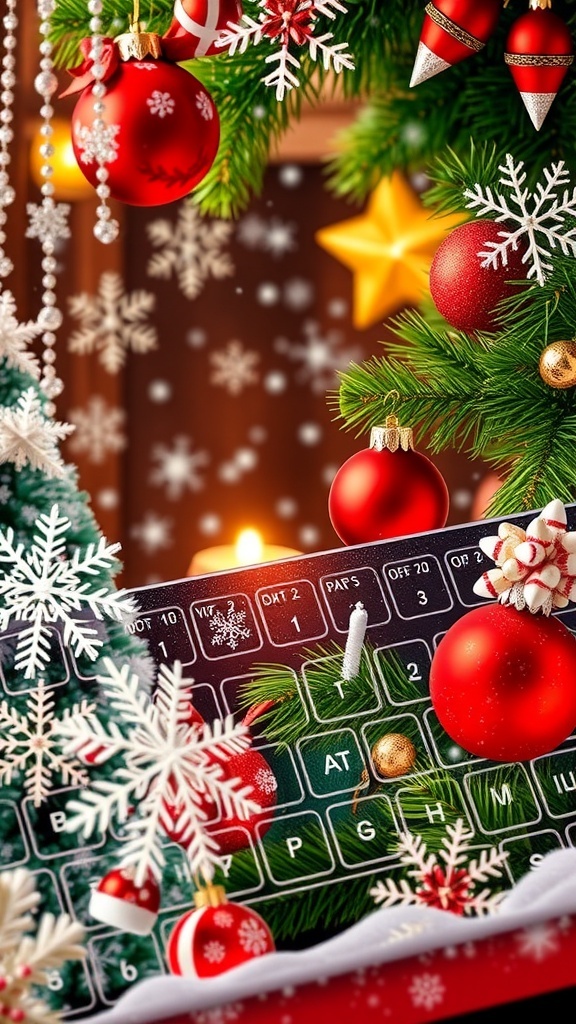 Christmas Aesthetic Keyboard Wallpaper Aesthetic Christmas keyboard wallpaper with festive designs and colors.